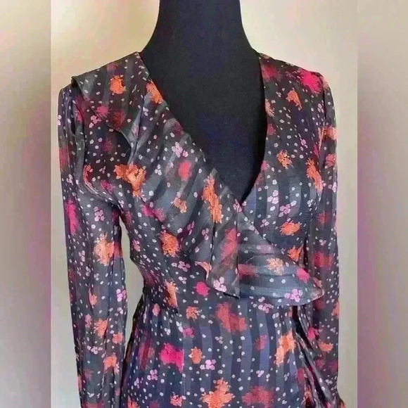 C/Meo Collective Long Sleeve Asymmetrical Floral Wrap Dress - Picture 7 of 16